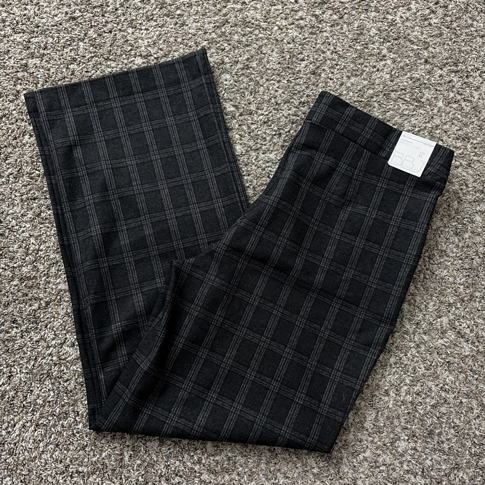 BBJ Los Angeles Pants XL Gray Plaid Premier Ponte NWT Women's